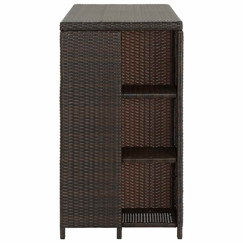 Vidaxl bartafel met opbergrek 120x60x110 cm poly rattan bruin
