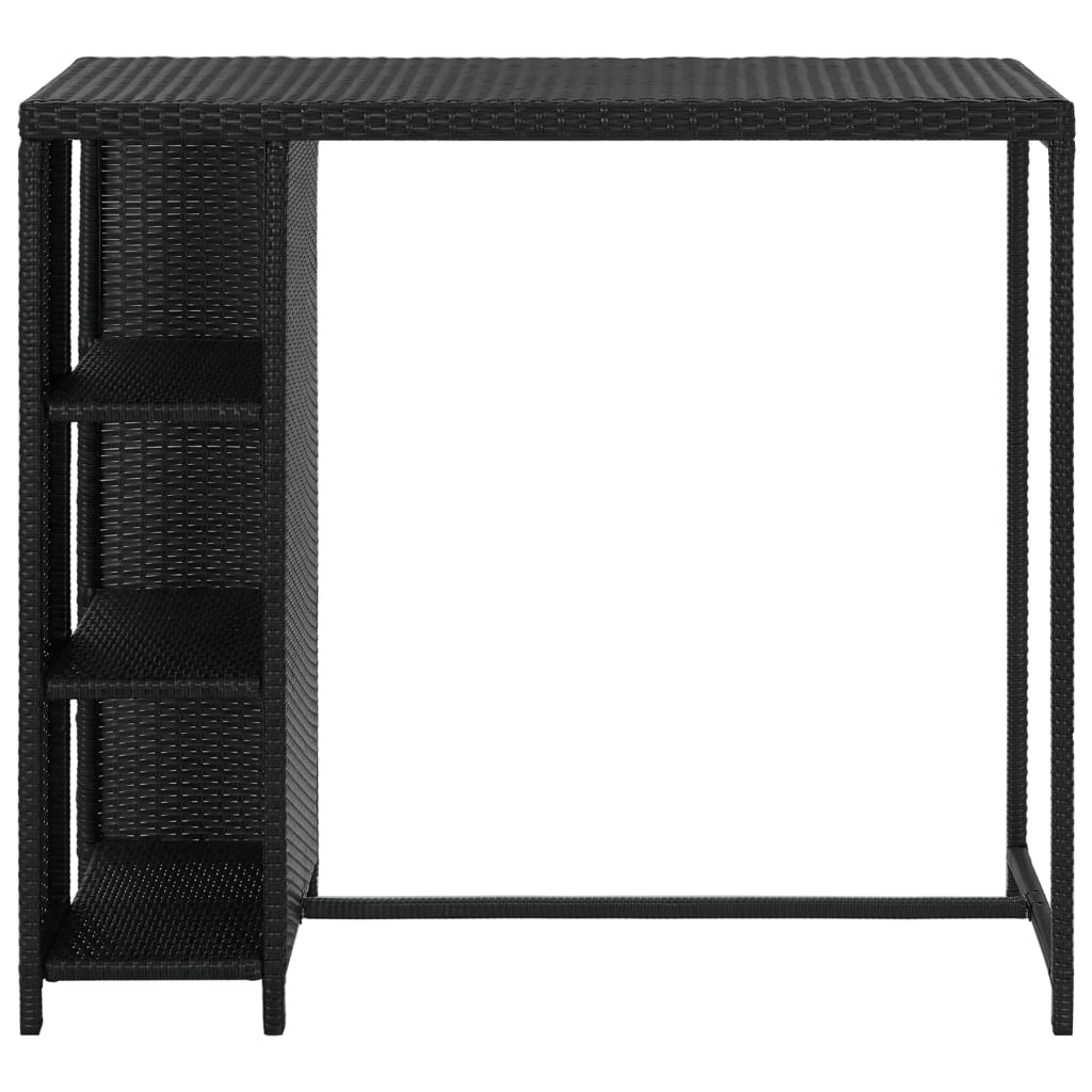 Vidaxl bartafel met opbergrek 120x60x110 cm poly rattan zwart