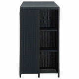 Vidaxl bartafel met opbergrek 120x60x110 cm poly rattan zwart