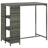 Vidaxl bartafel met opbergrek 120x60x110 cm poly rattan grijs