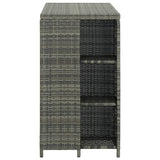 Vidaxl bartafel met opbergrek 120x60x110 cm poly rattan grijs