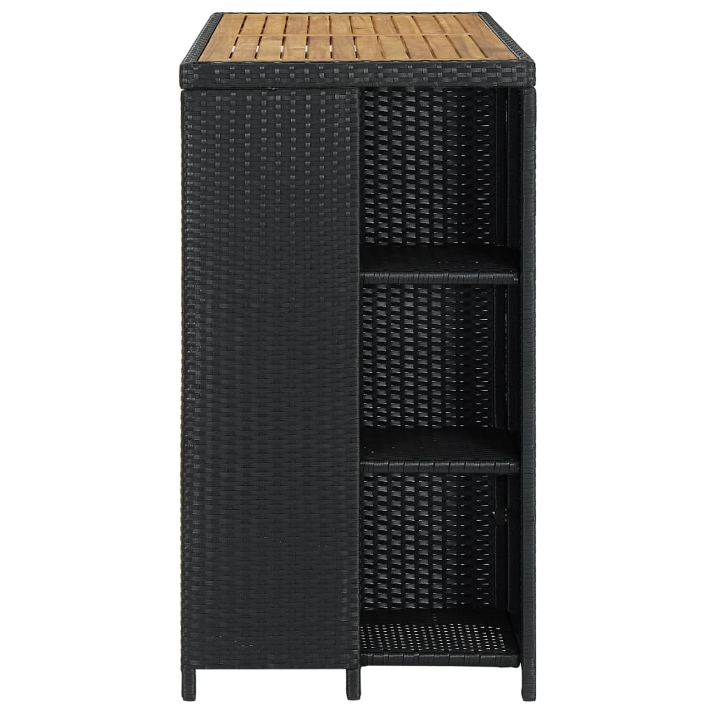 Vidaxl bartafel met opbergrek 120x60x110 cm poly rattan zwart