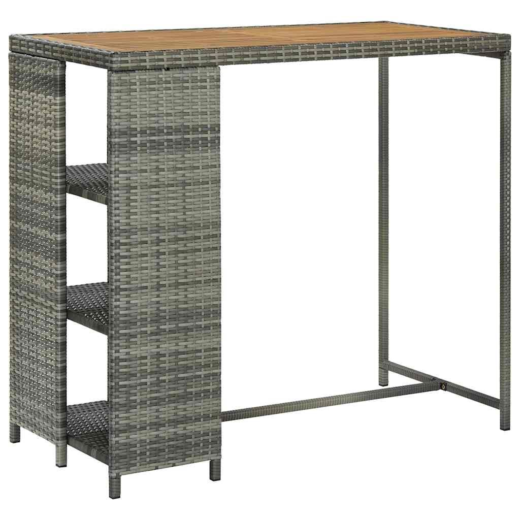 Vidaxl bartafel met opbergrek 120x60x110 cm poly rattan grijs