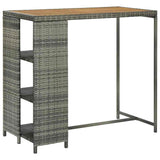 Vidaxl bartafel met opbergrek 120x60x110 cm poly rattan grijs
