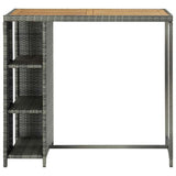 Vidaxl bartafel met opbergrek 120x60x110 cm poly rattan grijs