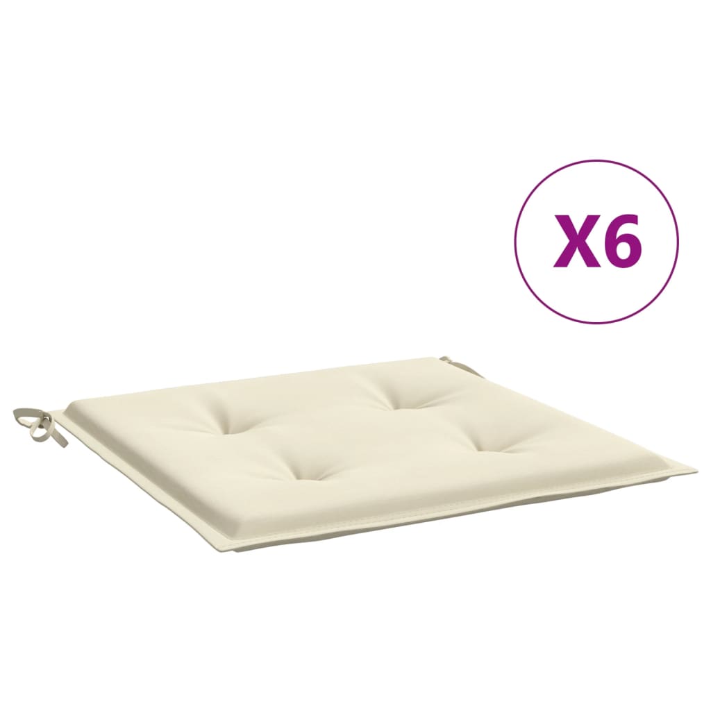 Vidaxl Garden Stol Puder 6 ST 40X40X3 CM Oxford Fabric Crème -farvet