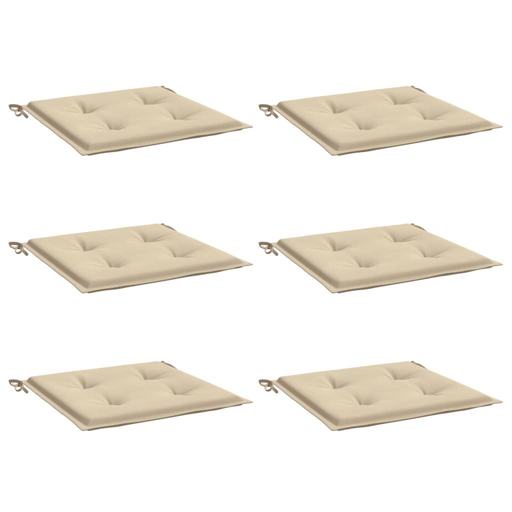 Coussins de chaise de jardin vidaxl 6 pcs 40x40x3 cm oxford tissu beige