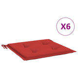 Coussins de chaise de jardin vidaxl 6 st 40x40x3 cm oxford tissu rouge