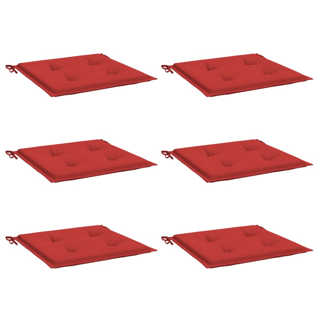 Coussins de chaise de jardin vidaxl 6 st 40x40x3 cm oxford tissu rouge