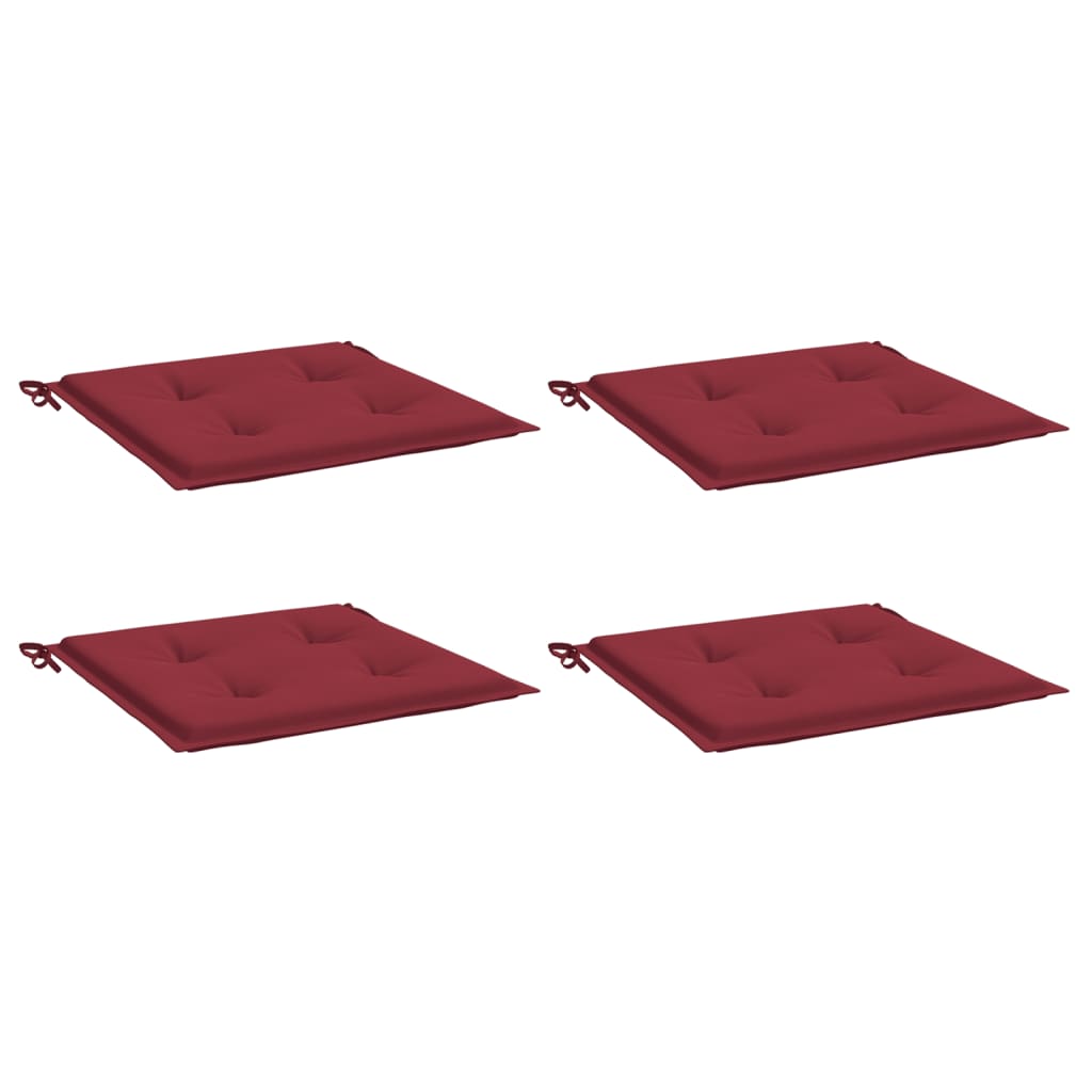 Cojines de silla de jardín Vidaxl 4 PCS 40x40x3 CM Oxford Fabric Wine Red