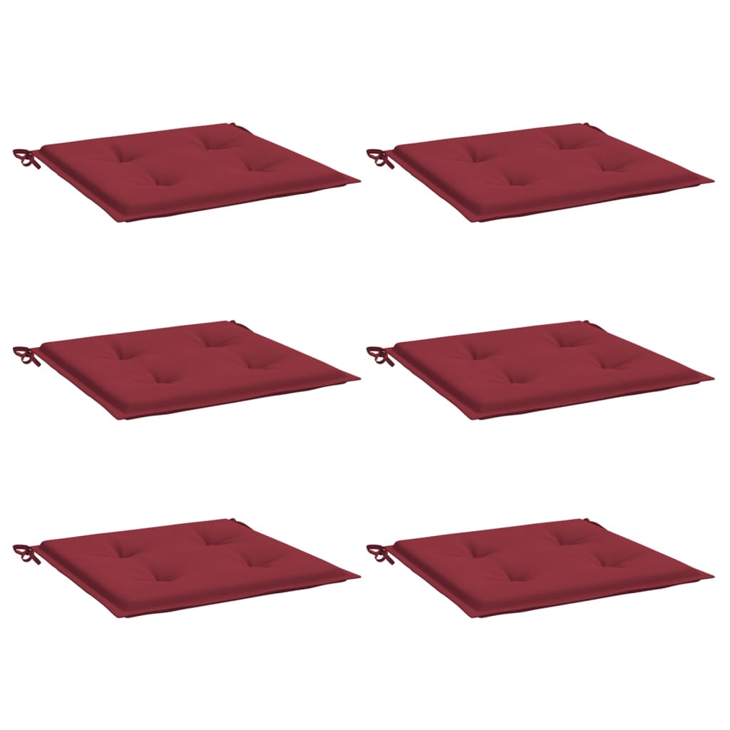 Cojines de silla de jardín Vidaxl 6 PCS 40x40x3 CM Oxford Fabric Wine Red