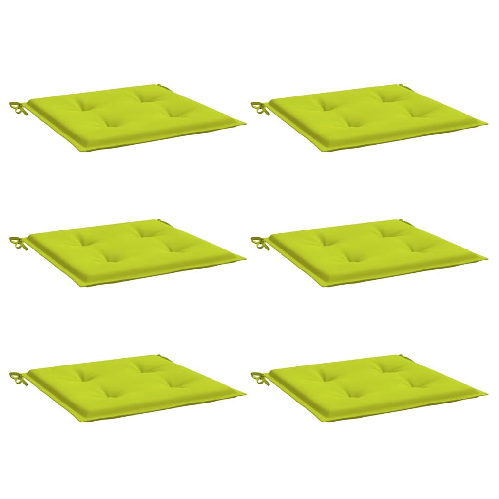 Cojines de silla de jardín de Vidaxl 6 PCS 40x40x3 CM Oxford Fabric Verde brillante