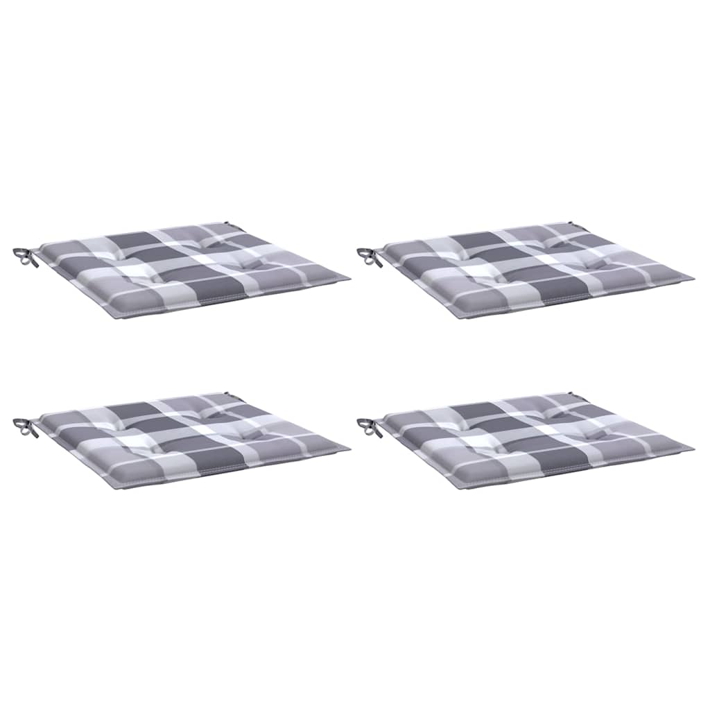 Vidaxl tuinstoelkussens 4 st 40x40x4 cm oxford stof ruitpatroon grijs