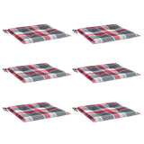 Vidaxl tuinstoelkussens 6 st 50x50x4 cm oxford stof ruitpatroon rood