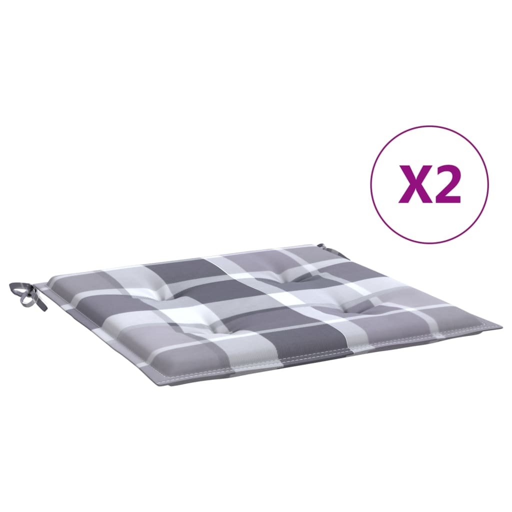 Vidaxl tuinstoelkussens 2 st 50x50x4 cm oxford stof ruitpatroon grijs