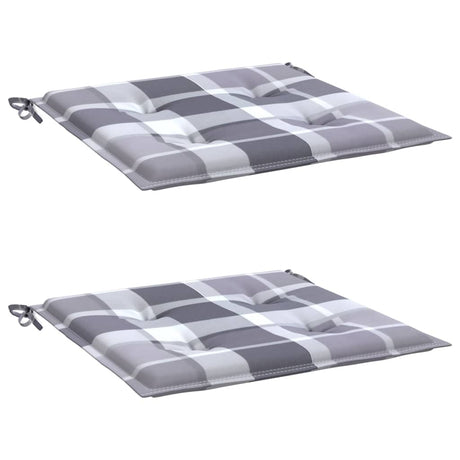 Vidaxl tuinstoelkussens 2 st 50x50x4 cm oxford stof ruitpatroon grijs