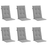 Cojines de silla de jardín de Vidaxl 6 st alto trasero 120x50x3 cm de tela gris