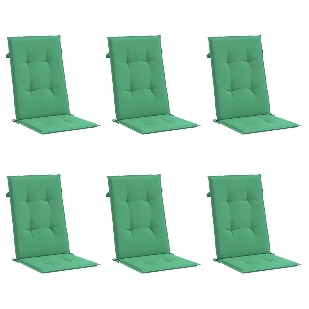 VidaXL Garden chair cushions 6 st high back 120x50x3 cm fabric green