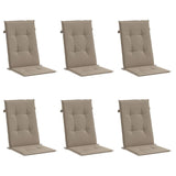 Coussins de chaise de jardin vidaxl 6 st dos haut 120x50x3 cm tissu taupe