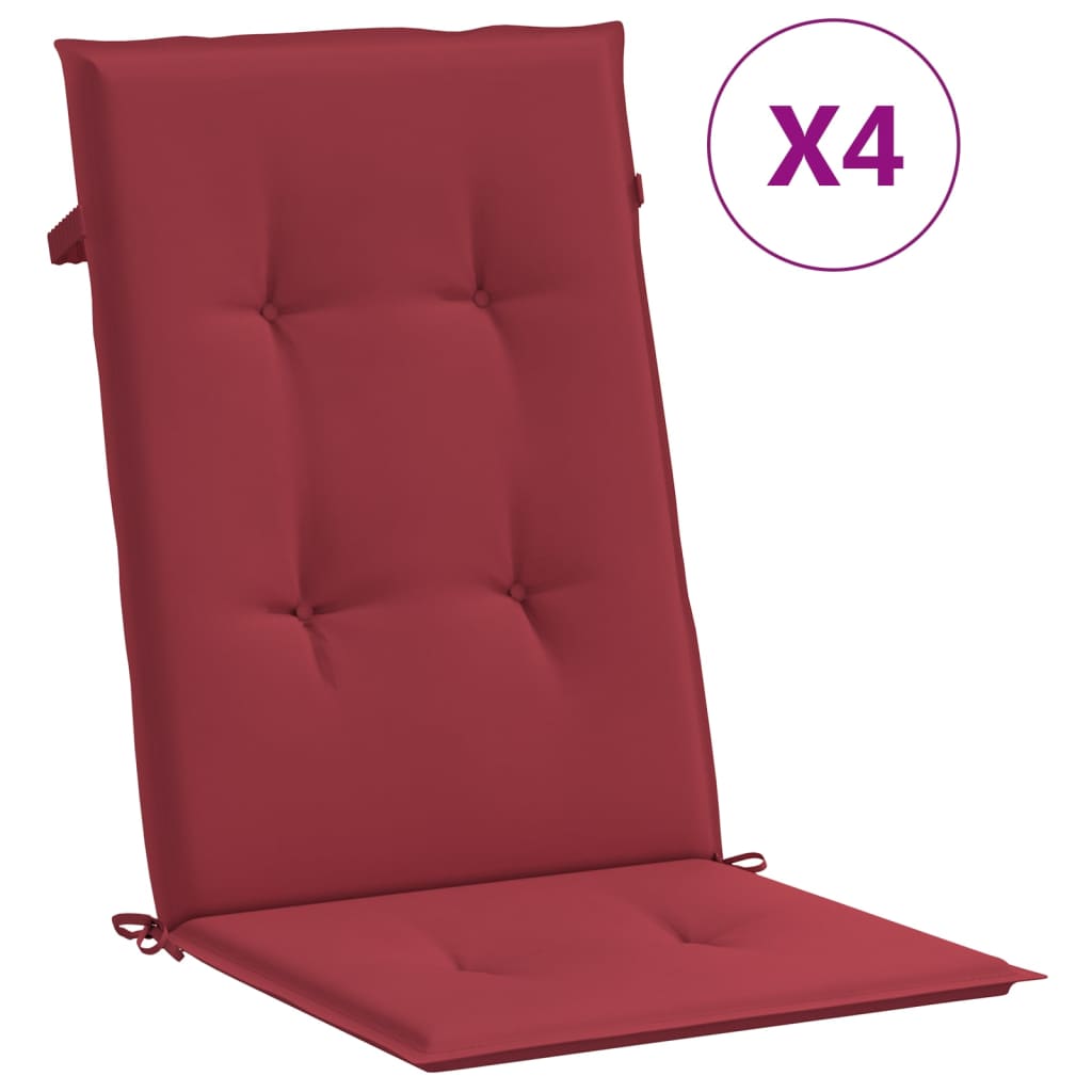 Vidaxl Gaart CHAIR KUSHIOUNEN 4 ST HËLLECH HËLLEKT 120X50X3 CM FABR KANN RED