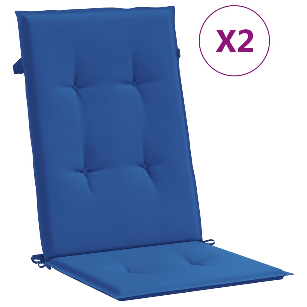 Cojines de silla de jardín de Vidaxl 2 st alto trasero 120x50x3 cm tela azul real