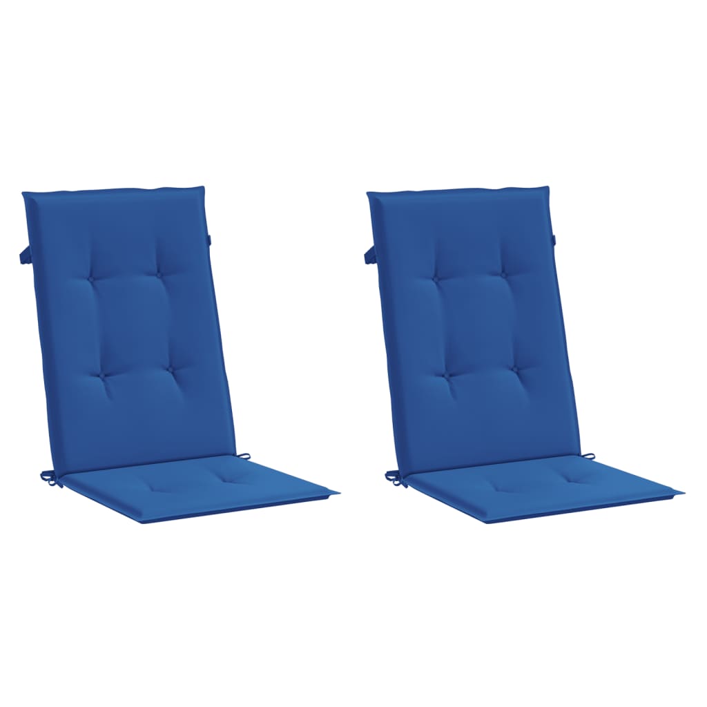 Cojines de silla de jardín de Vidaxl 2 st alto trasero 120x50x3 cm tela azul real