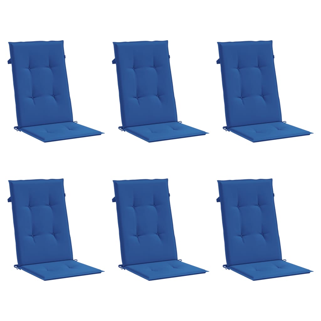 Cojines de silla de jardín de Vidaxl 6 st alto trasero 120x50x3 cm tela azul azul