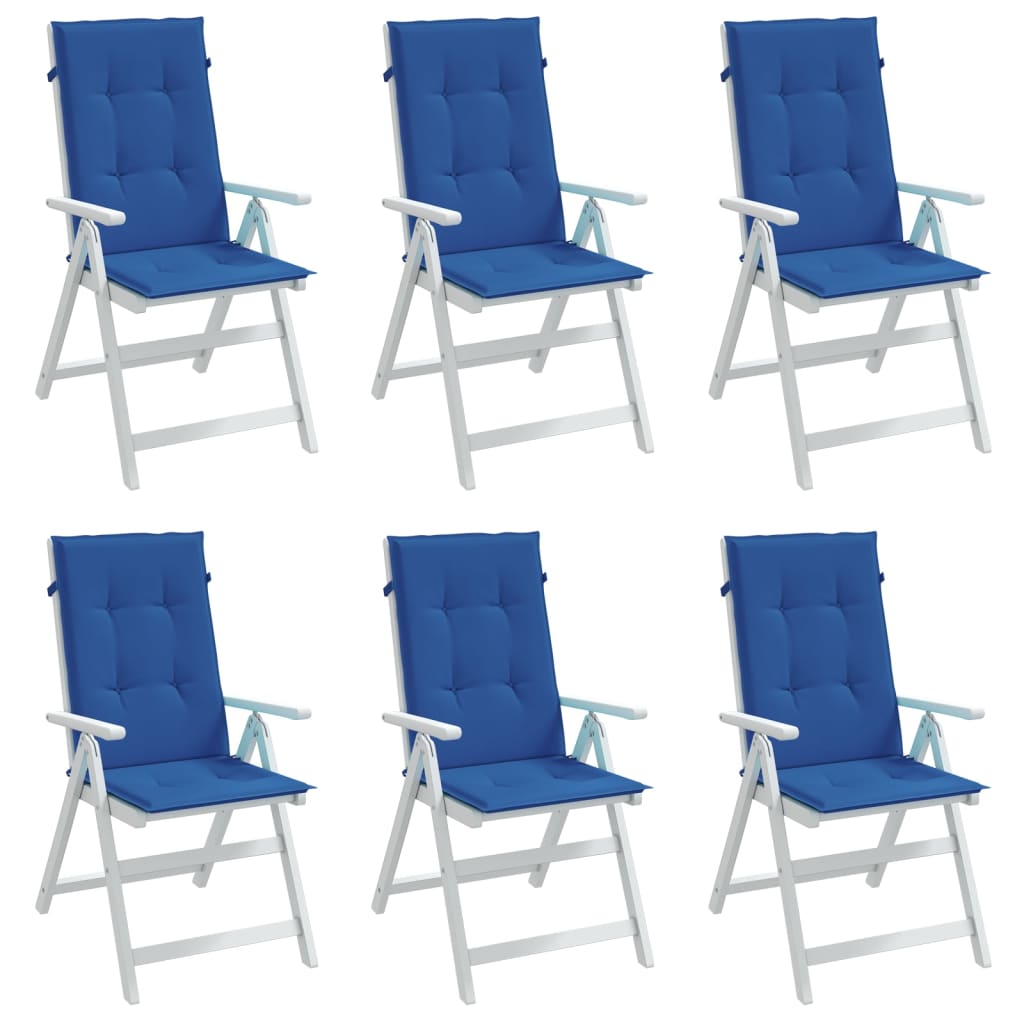 Cojines de silla de jardín de Vidaxl 6 st alto trasero 120x50x3 cm tela azul azul