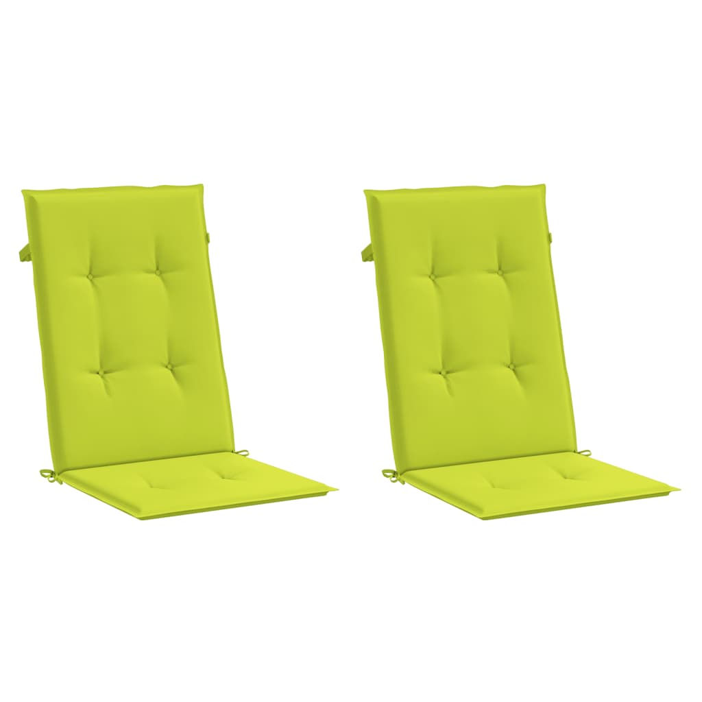 Cojines de silla de jardín de Vidaxl 2 st alto trasero 120x50x3 cm tela verde transparente