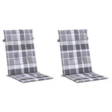 Vidaxl tuinstoelkussens 2 st hoge rug ruitpatroon 120x50x3 cm grijs