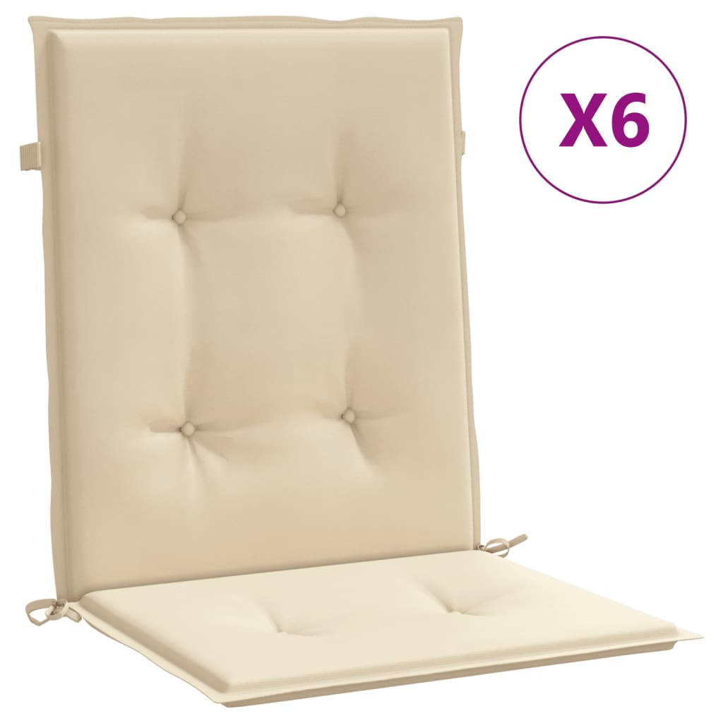 Vidaxl Garden Stol Puder 6 PCS 100x50x3 cm Oxford Stof beige