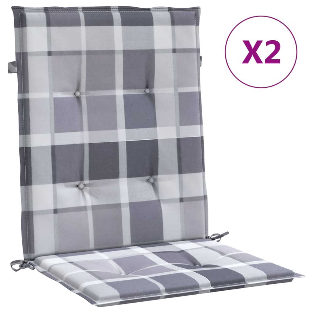 Vidaxl tuinstoelkussens 2 st 100x50x3 cm oxford stof ruitpatroon grijs