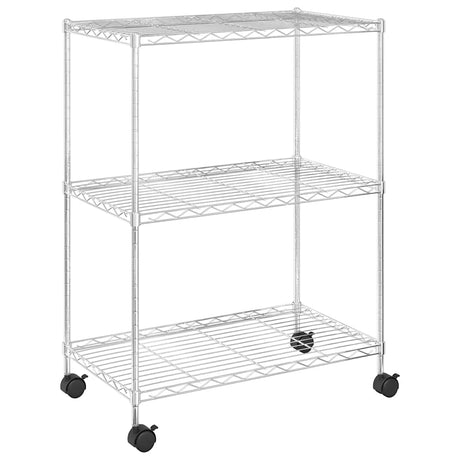 Vidaxl opbergrek met wielen 3-laags 150 kg 60x35x81 cm chroomkleurig