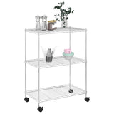 Vidaxl opbergrek met wielen 3-laags 150 kg 60x35x81 cm chroomkleurig