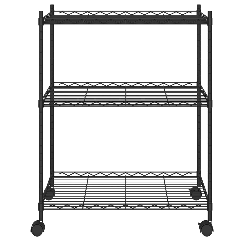 Rack de stockage Vidaxl avec roues 3 couches 60x35x81 cm 150 kg de noir