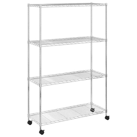 Vidaxl opbergrek 4-laags met wielen 200 kg 90x35x142 cm chroomkleurig