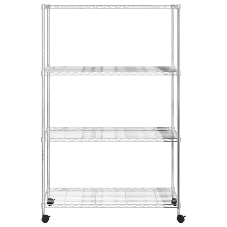Vidaxl opbergrek 4-laags met wielen 200 kg 90x35x142 cm chroomkleurig