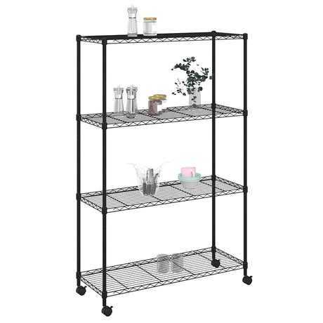 Vidaxl opbergrek 4-laags met wielen 200 kg 90x35x142 cm zwart
