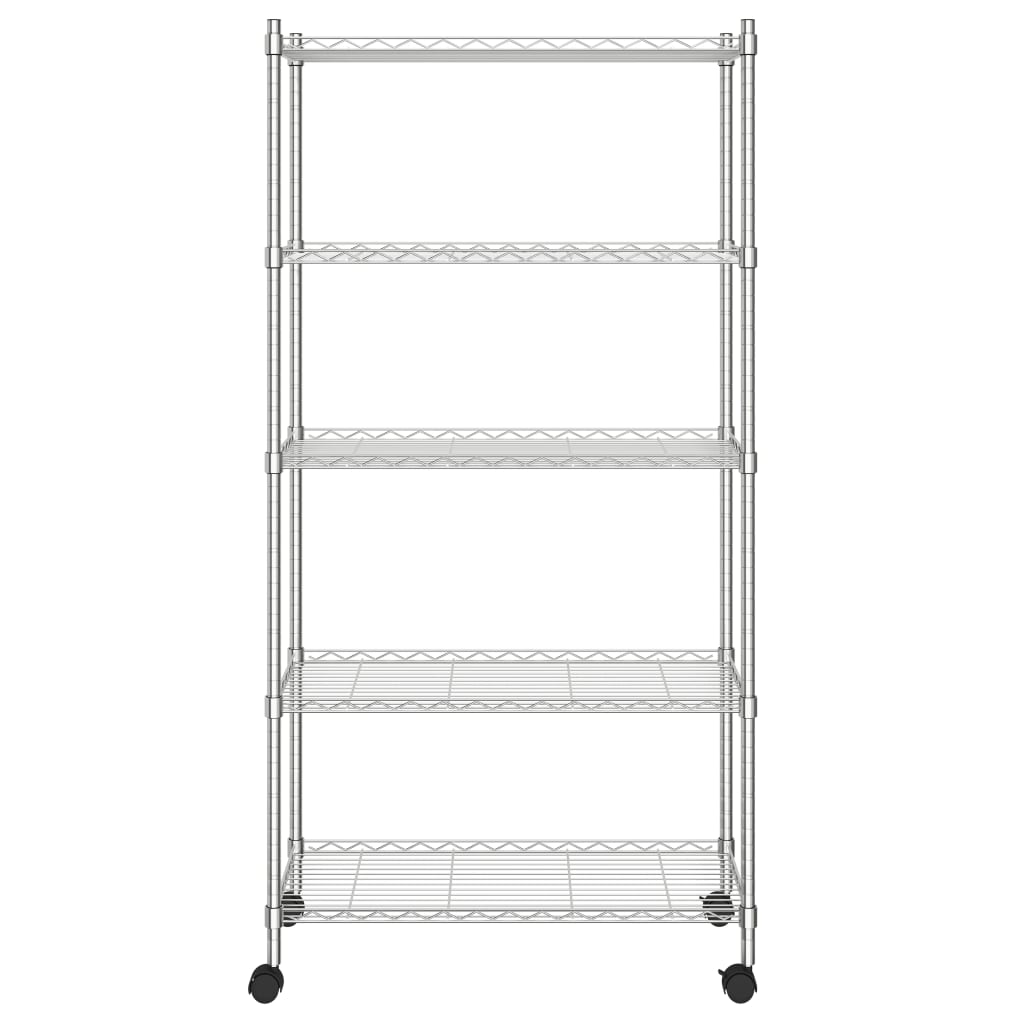 Vidaxl Storage Rack 5-lags med hjul 250 kg 75x35x155 cm kromfarget