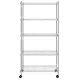 Vidaxl Storage Rack 5-lags med hjul 250 kg 75x35x155 cm kromfarget