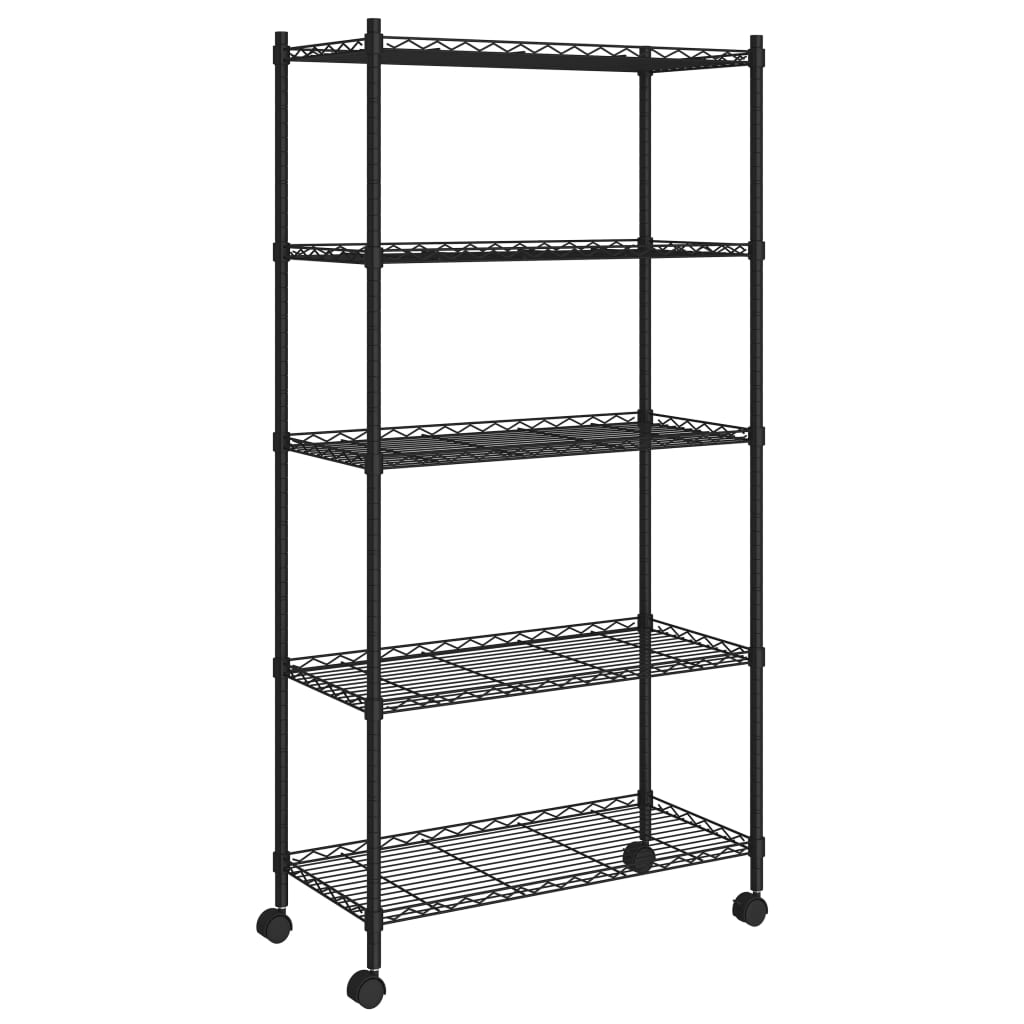 Vidaxl Storage Rack 5-lags med hjul 250 kg 75x35x155 cm svart