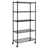 Vidaxl Storage Rack 5-lags med hjul 250 kg 75x35x155 cm svart