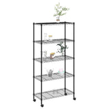 Vidaxl opbergrek 5-laags met wielen 250 kg 75x35x155 cm zwart