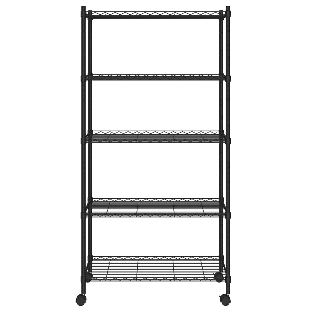 Vidaxl Storage Rack 5-lags med hjul 250 kg 75x35x155 cm svart