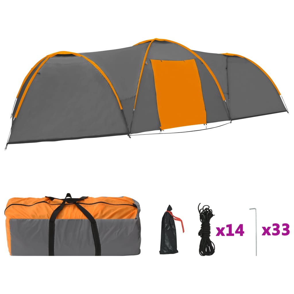 Vidaxl Iglotent 8-person 650x240x190 cm grå og oransje