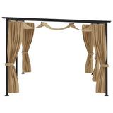 Vidaxl arbor with curtains 6x3 m steel taupe