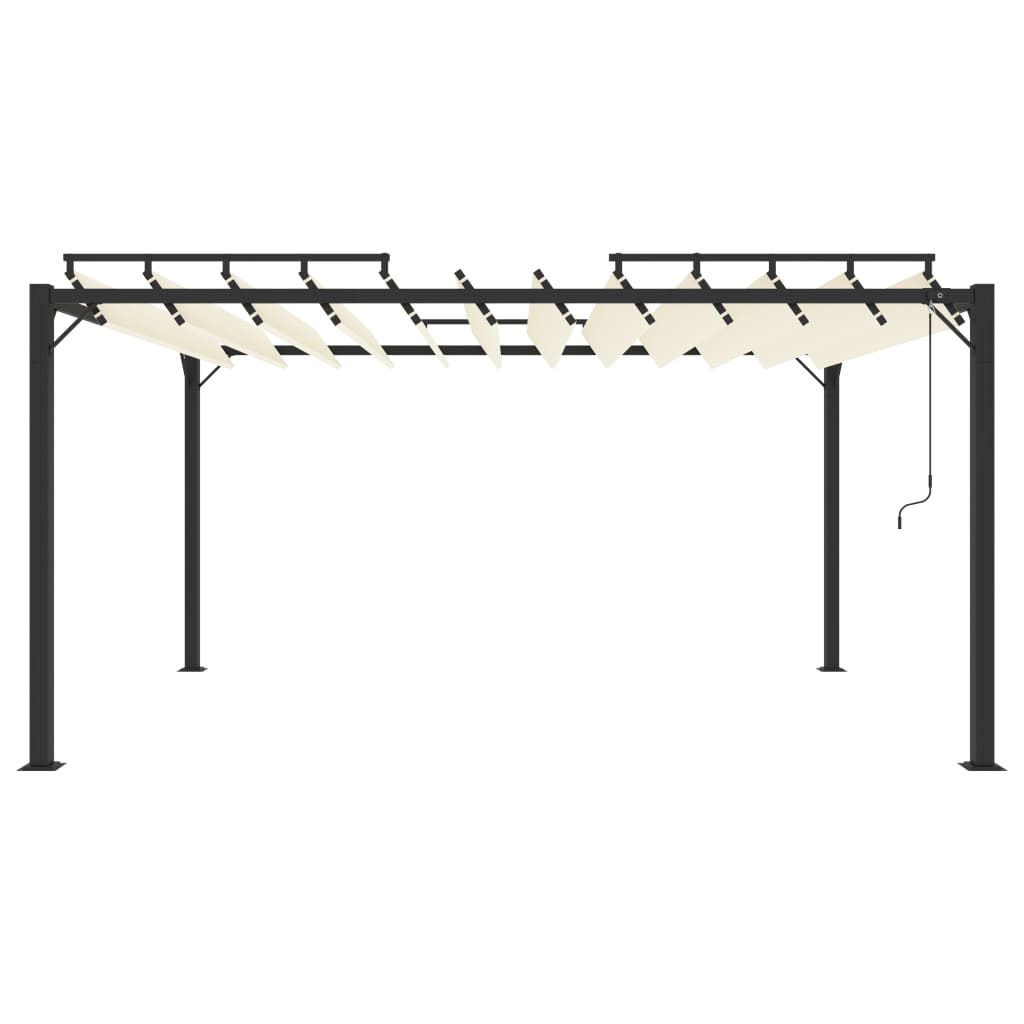 Arbor Vidaxl con techo de listones de 3x4 m de polvo y crema de aluminio