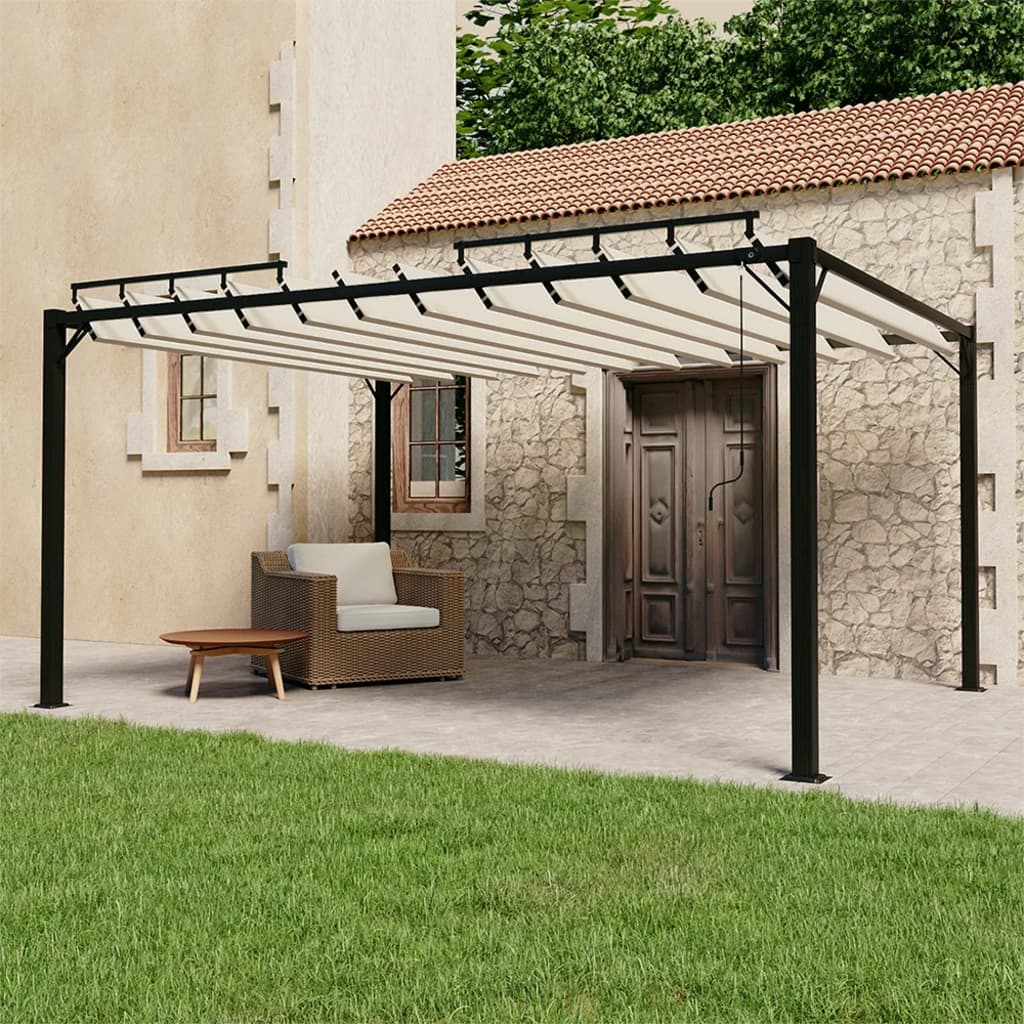 Vidaxl Arbor con tetto a lecca 3x4 m polvere e crema in alluminio