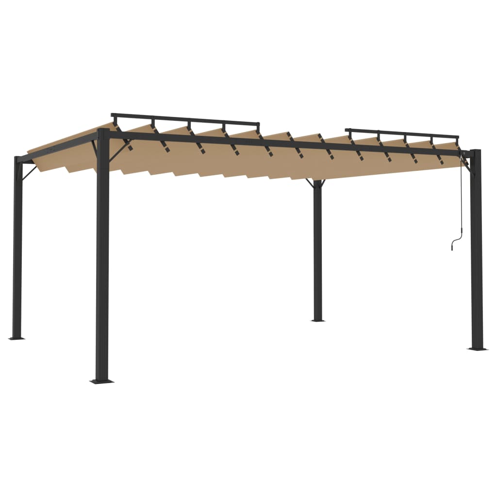 Arbor vidaxl avec toit à latte 3x4 m de poussière et taupe en aluminium