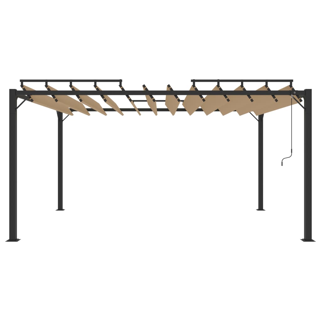 Arbor vidaxl avec toit à latte 3x4 m de poussière et taupe en aluminium